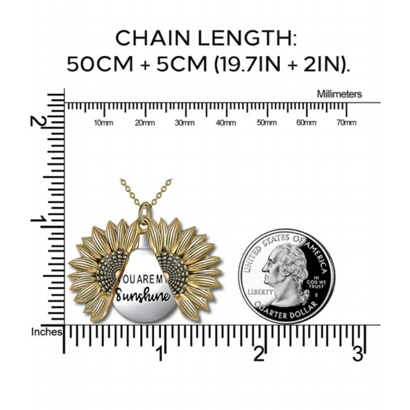 Sunflower You Are My Sunshine Pendant Necklace - Picture 5 of 6